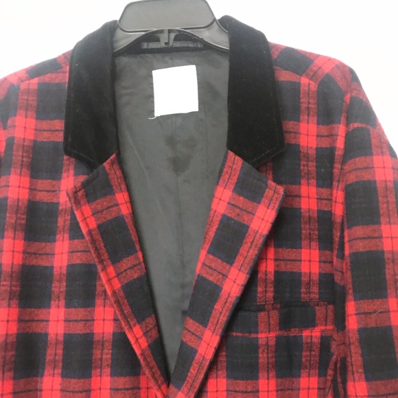 Life After Denim Red Plaid Blazer Jacket Size XXL - Picture 8 of 8